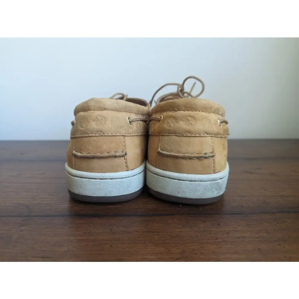 Timberland Light Brown Leather Boat Shoes with embossed logo Mens Size 10.5